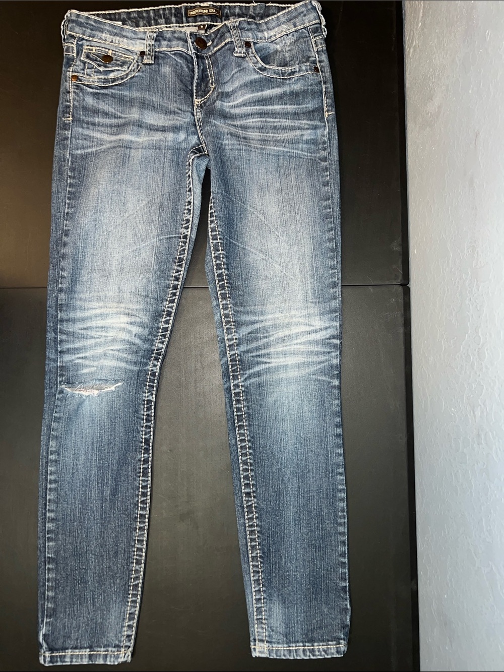 Underground Soul Women's Skinny Jeans - Faded Blue Wash